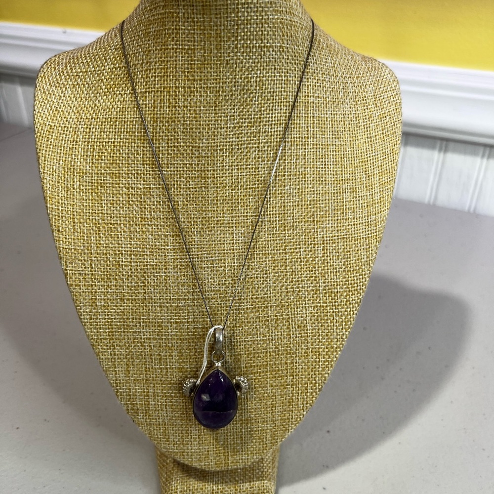 Elegant Amethyst Teardrop Pendant Necklace